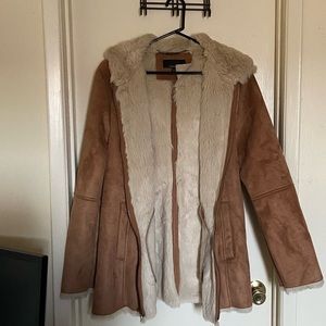 Super Cute Faux Fur Lined Suede Coat from Wilson Leather